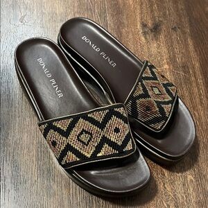 Donald Pliner Women's Black and Brown Patterned Sandals